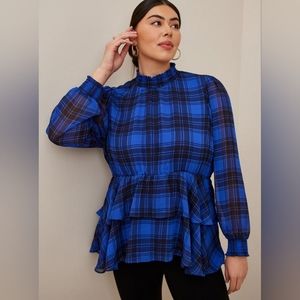 Torrid Crinkle Chiffon Smock Neck Ruffle Tiered Top